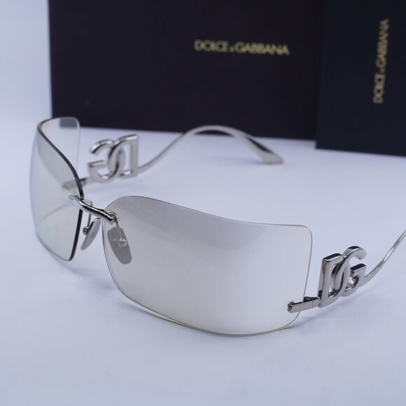 Dolce & Gabbana DG2319 05/6G Rectangle Sunglasses - Silver/Ivory Mirror - Picture 3 of 10